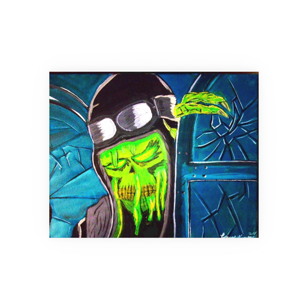 Horror Pilot Poster — Neon Green Cthulhu Mask Art Print