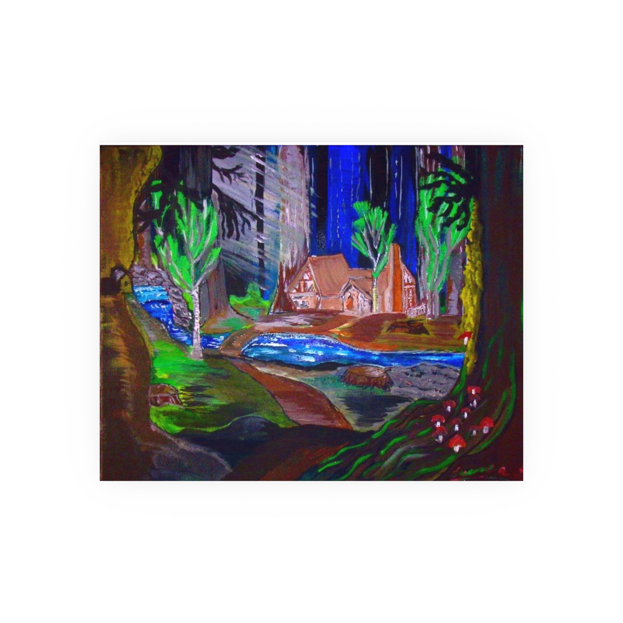Woodland Cabin Poster — Satin or Archival Matte Landscape Art Print