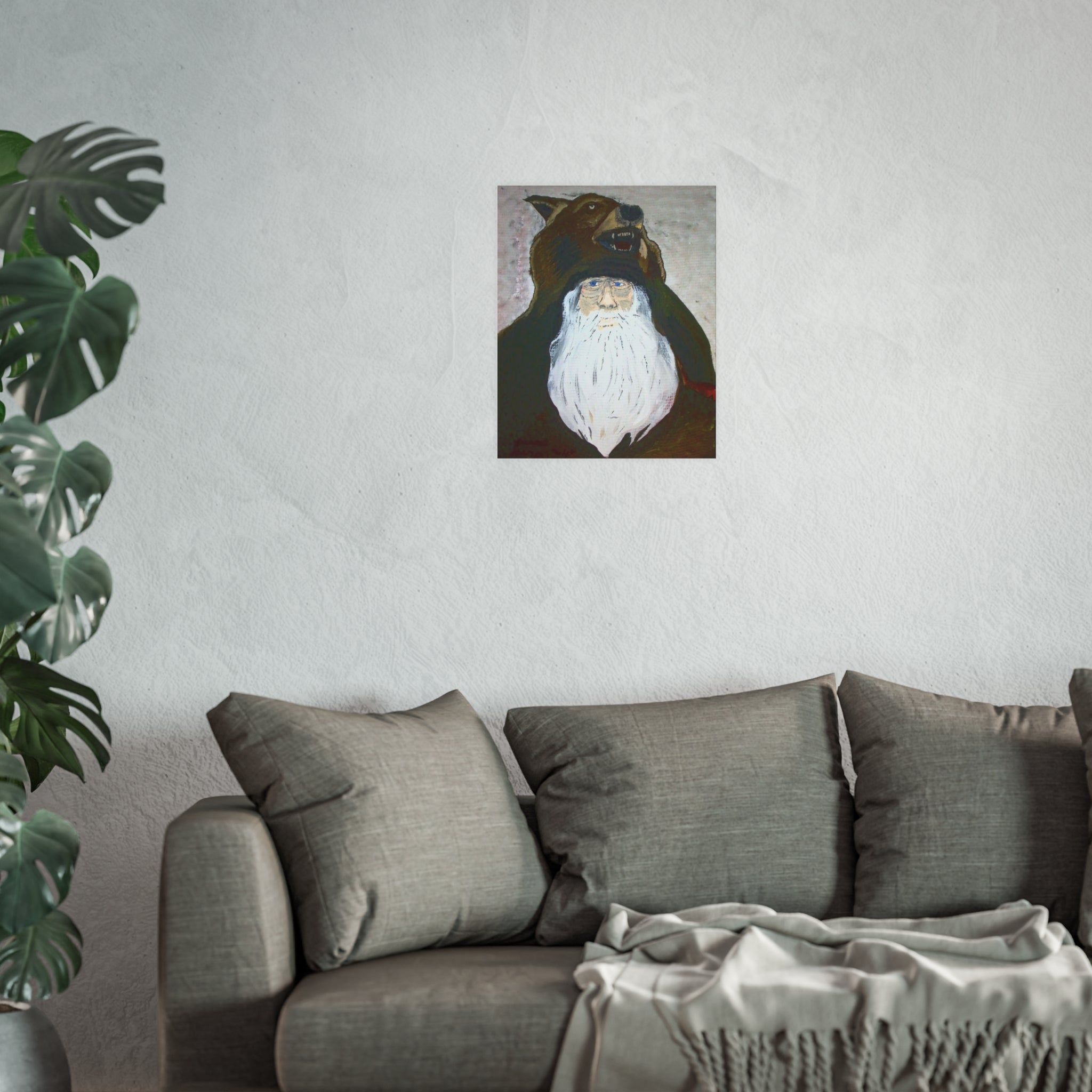 Bearded Woodsman Poster — Rustic Bear Headdress Art Print (Satin/Matte)