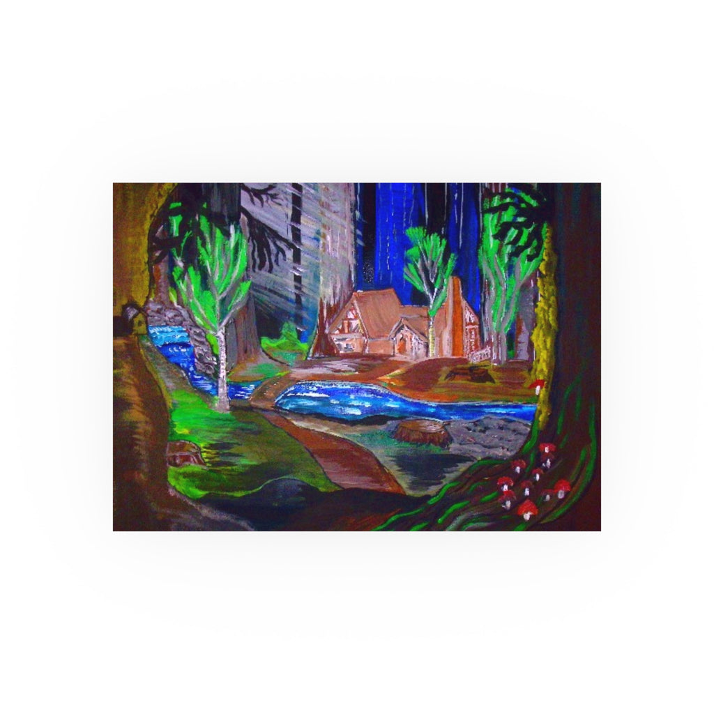 Woodland Cabin Poster — Satin or Archival Matte Landscape Art Print