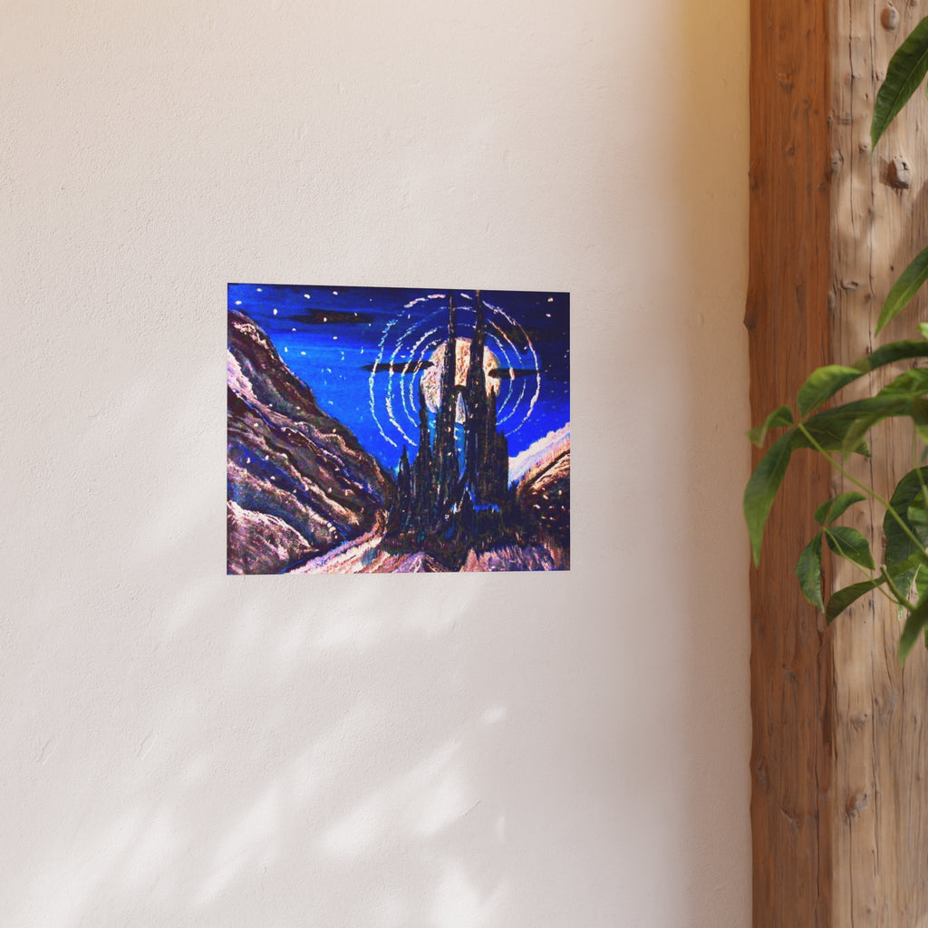 Fantasy Night Skyline Poster — Moonlit Castle Art Print