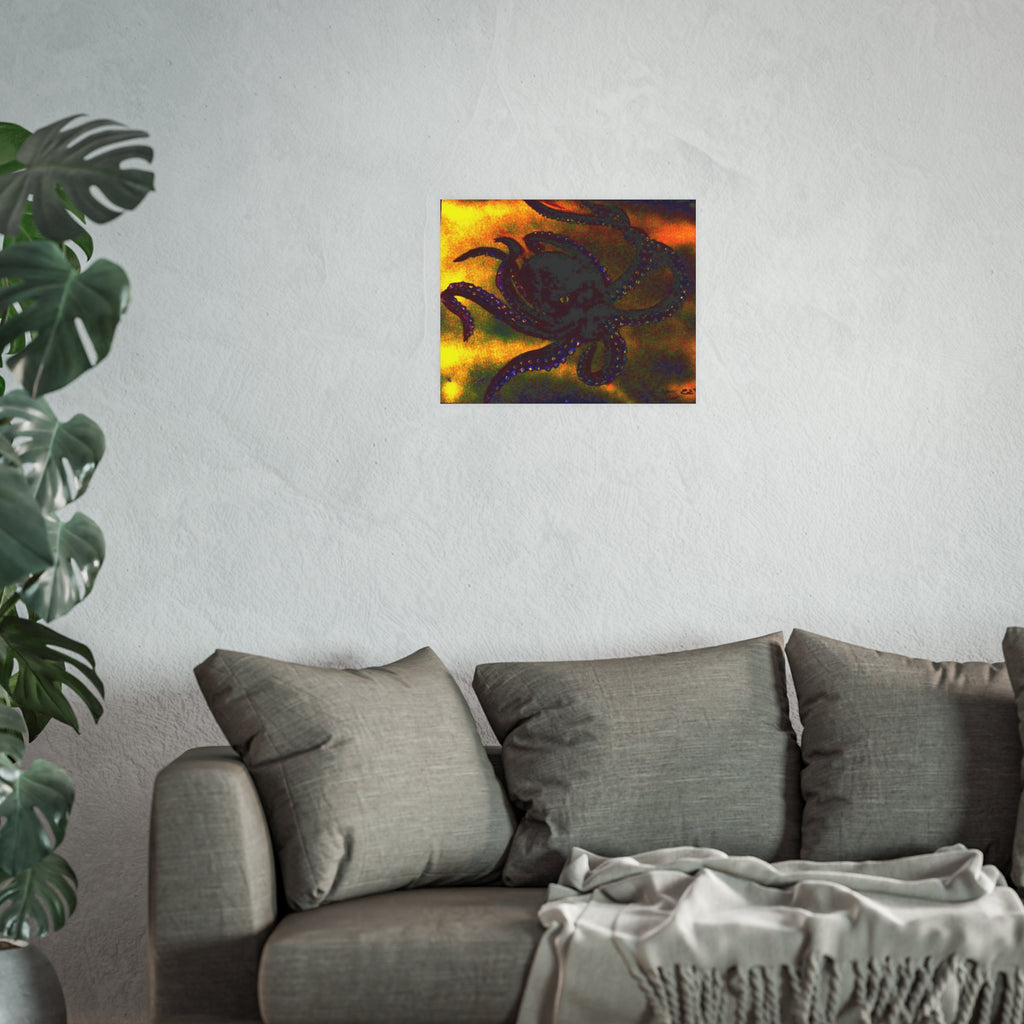 Octopus Art Poster — Dark Nautical Wall Print (Satin & Archival Matte)