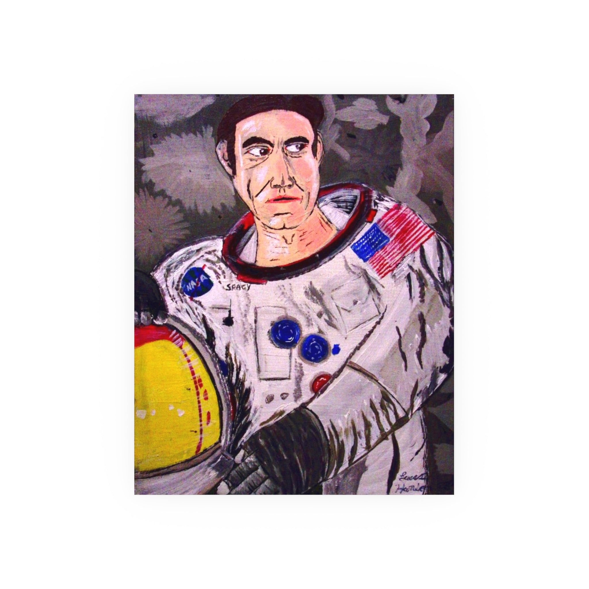 Astronaut Portrait Poster — Vintage Space Suit Art Print