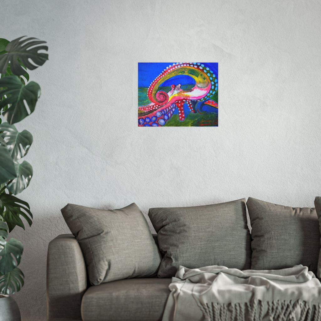 Vibrant Octopus Art Poster – Colorful Underwater Sea Life Print