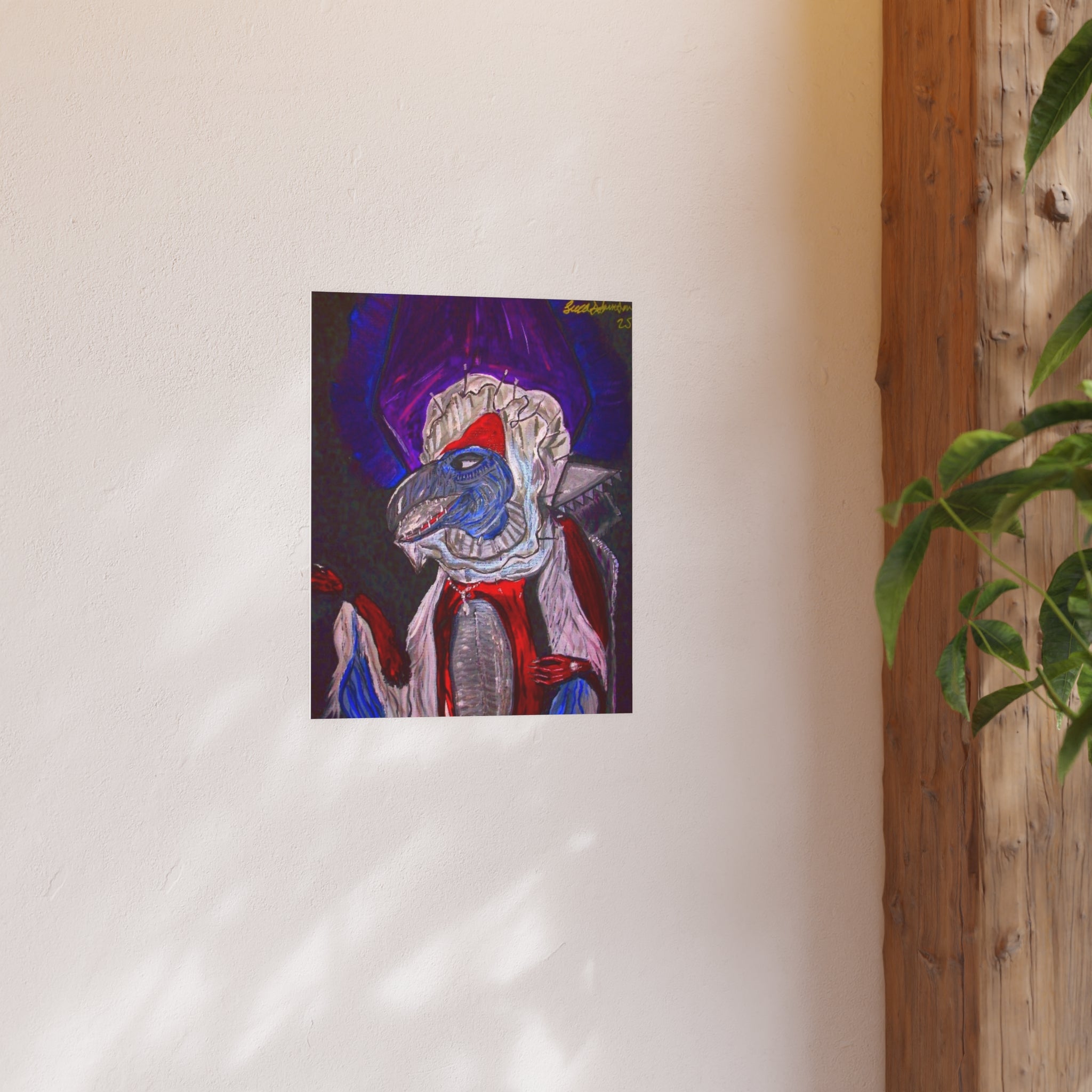 Raptor Cardinal Portrait Poster — Surreal Gothic Bird Art (Satin or Archival Matte)