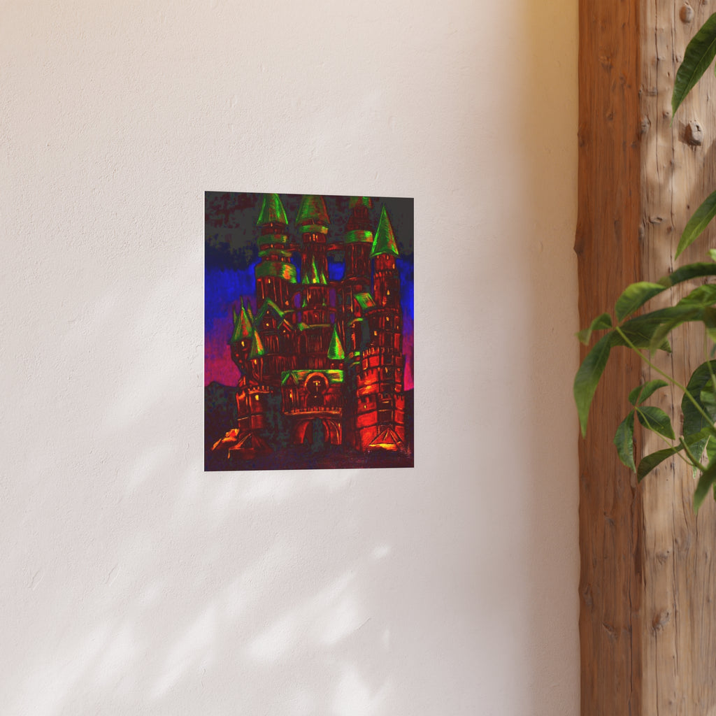Castle Night Poster — Vibrant Gothic Castle Art Print (Satin & Archival Matte)