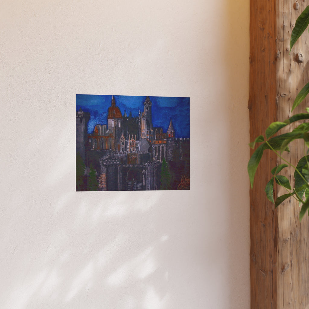 Castle Nightscape Poster — Satin & Archival Matte Art Print