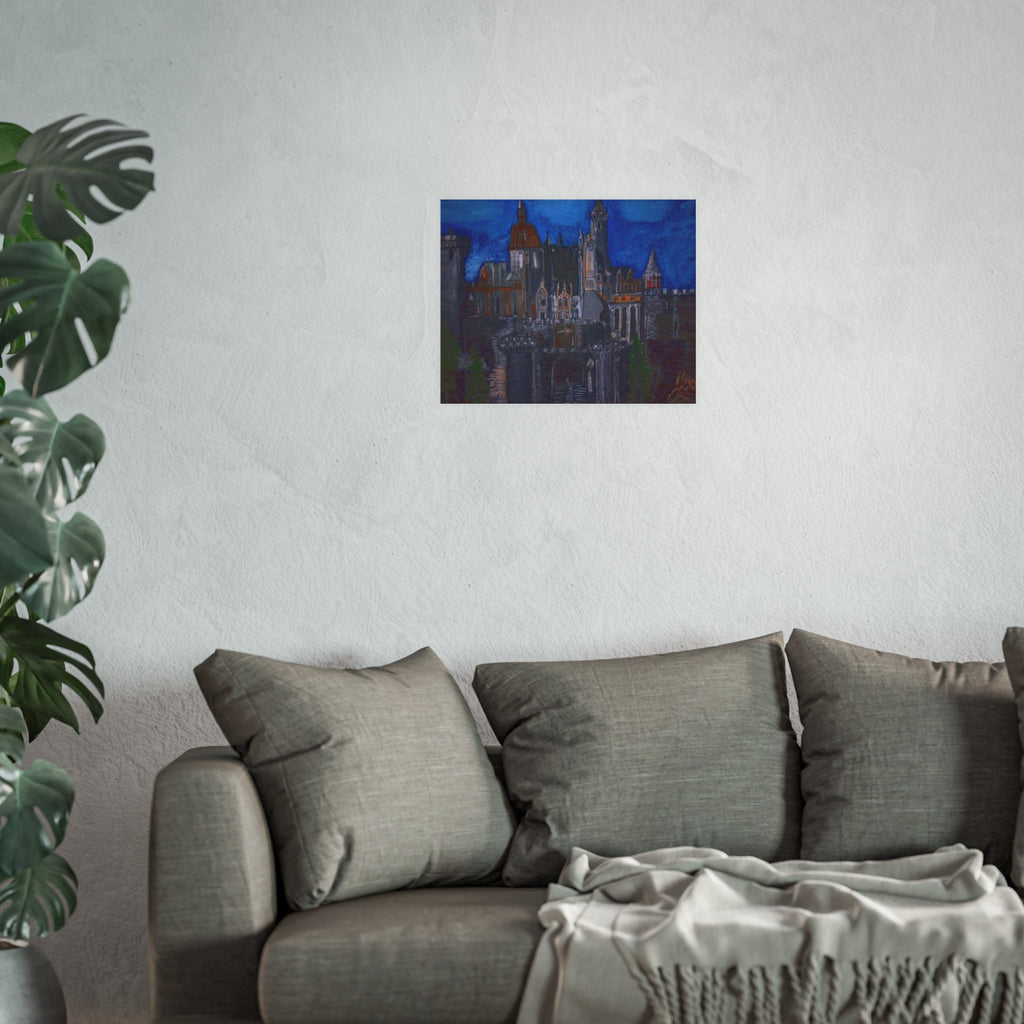 Castle Nightscape Poster — Satin & Archival Matte Art Print