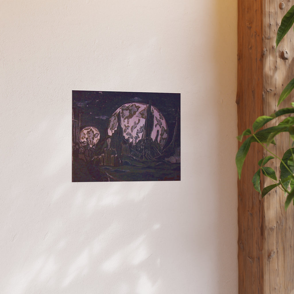 Moonlit Cityscape Poster — Satin & Archival Matte Art Print