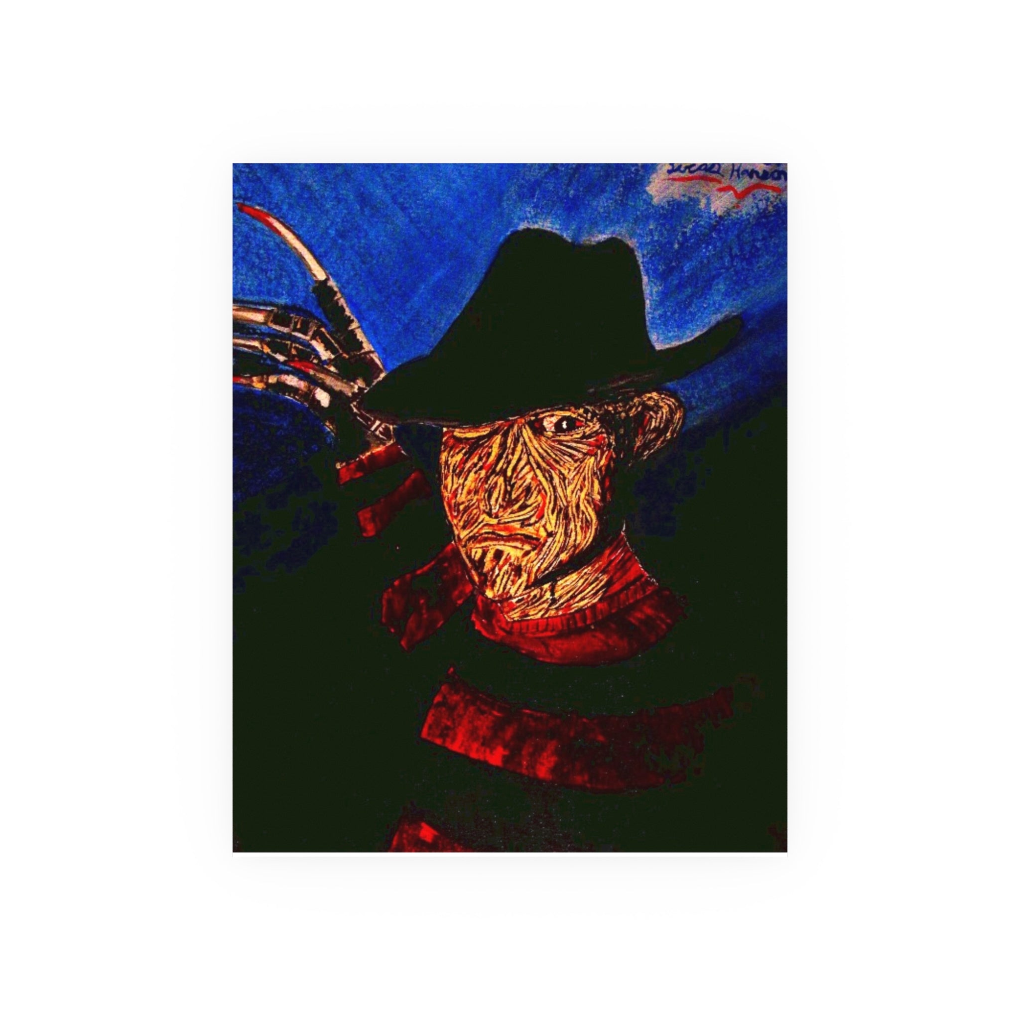 Horror Art Poster — Freddy Krueger Style Nightmare Portrait (Satin/Matte)