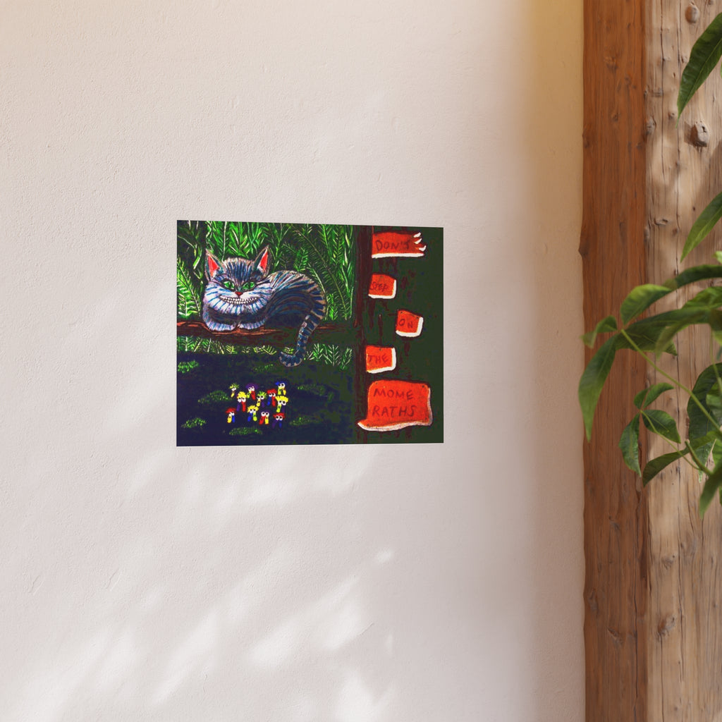 Cheshire Cat Art Poster — Whimsical Forest Illustration (Satin/Matte)