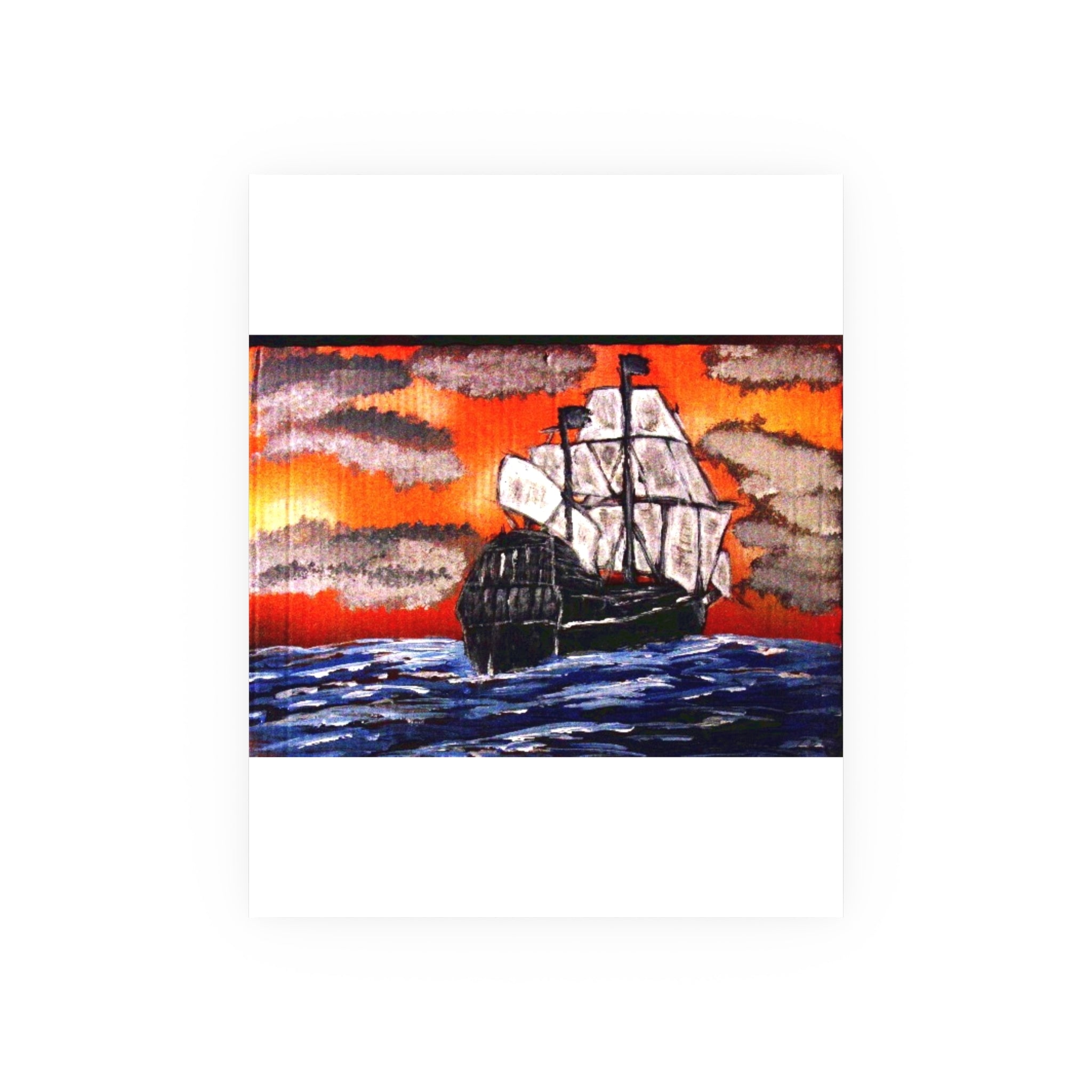 Sailing Ship Sunset Poster — Vintage Tall Ship Wall Art (Satin & Archival Matte)