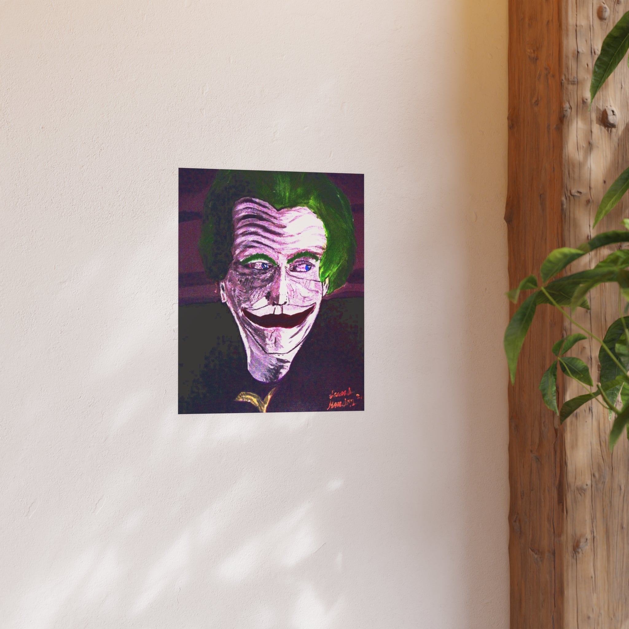 Joker Portrait Poster — Green-Haired Villain Art Print (Satin & Archival Matte)