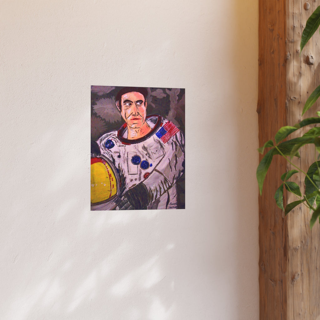 Astronaut Portrait Poster — Vintage Space Suit Art Print
