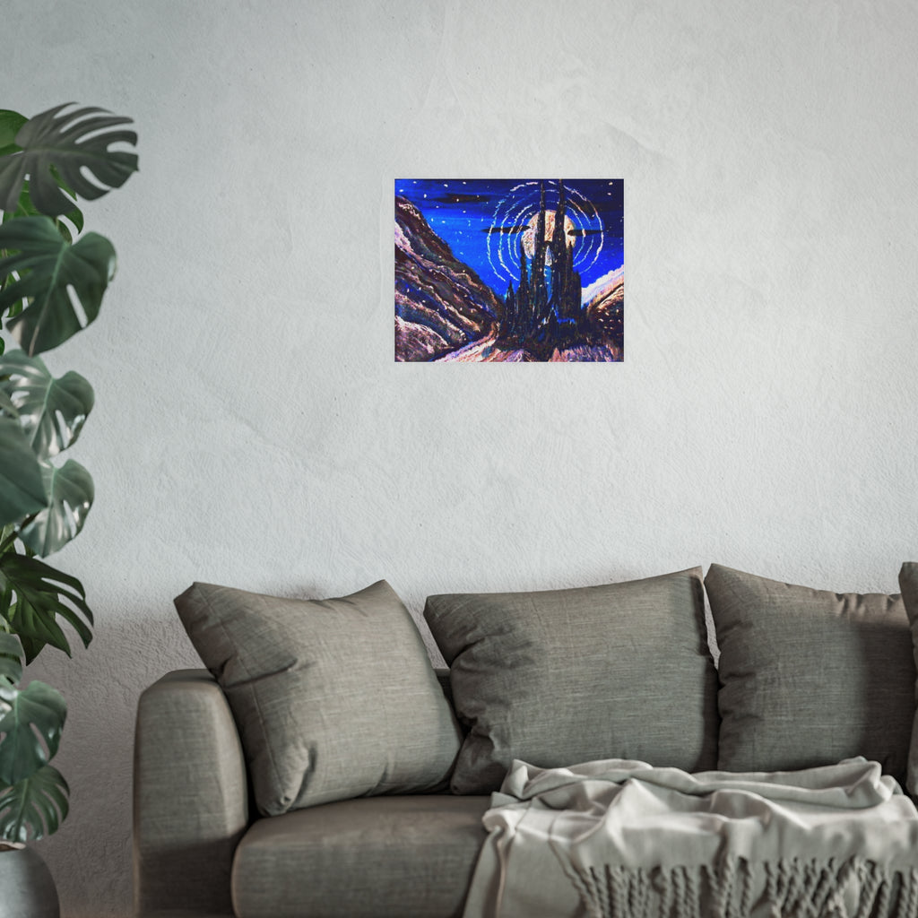 Fantasy Night Skyline Poster — Moonlit Castle Art Print