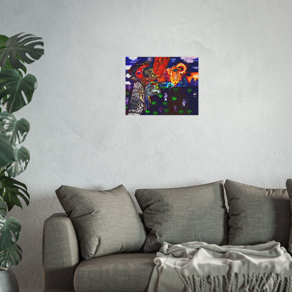 Psychedelic Surreal Art Poster — Colorful Cosmic Landscape (Satin/Matte)