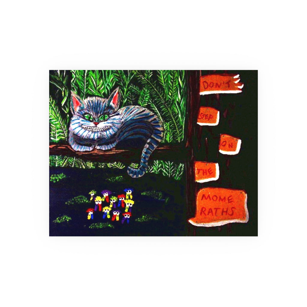 Cheshire Cat Art Poster — Whimsical Forest Illustration (Satin/Matte)