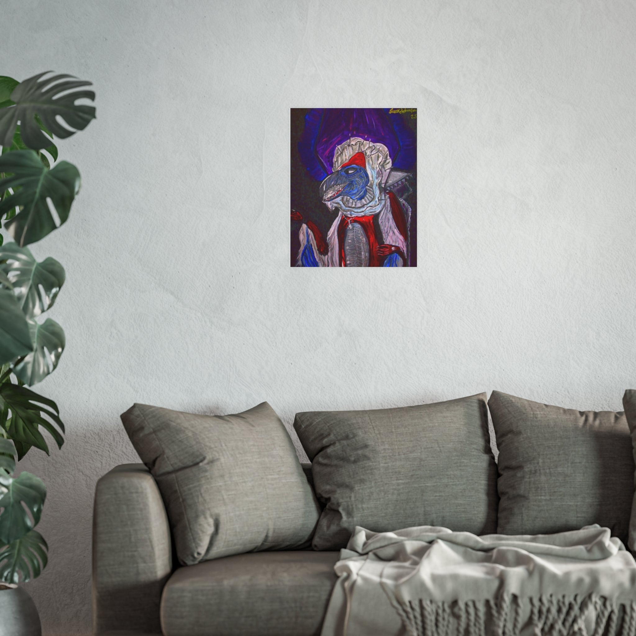 Raptor Cardinal Portrait Poster — Surreal Gothic Bird Art (Satin or Archival Matte)
