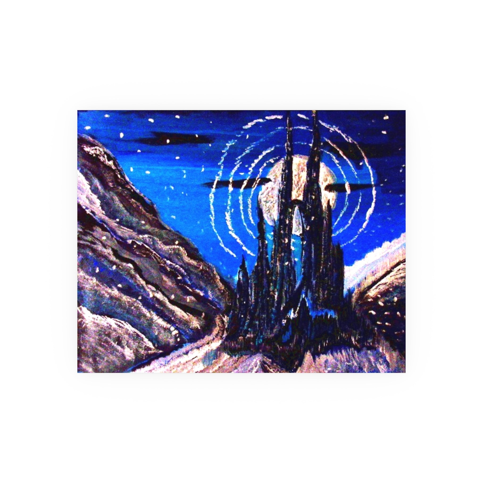 Fantasy Night Skyline Poster — Moonlit Castle Art Print