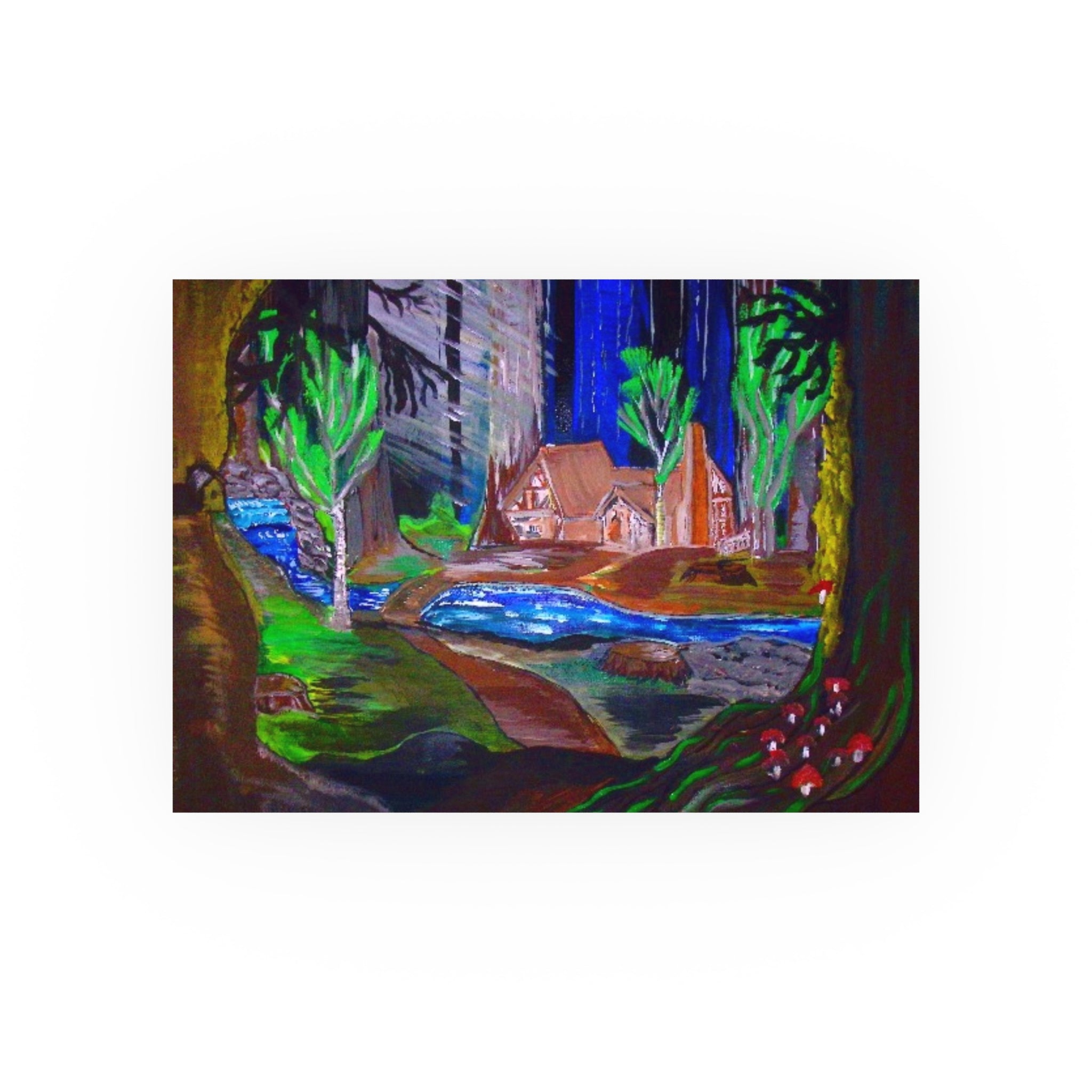 Woodland Cabin Poster — Satin or Archival Matte Landscape Art Print