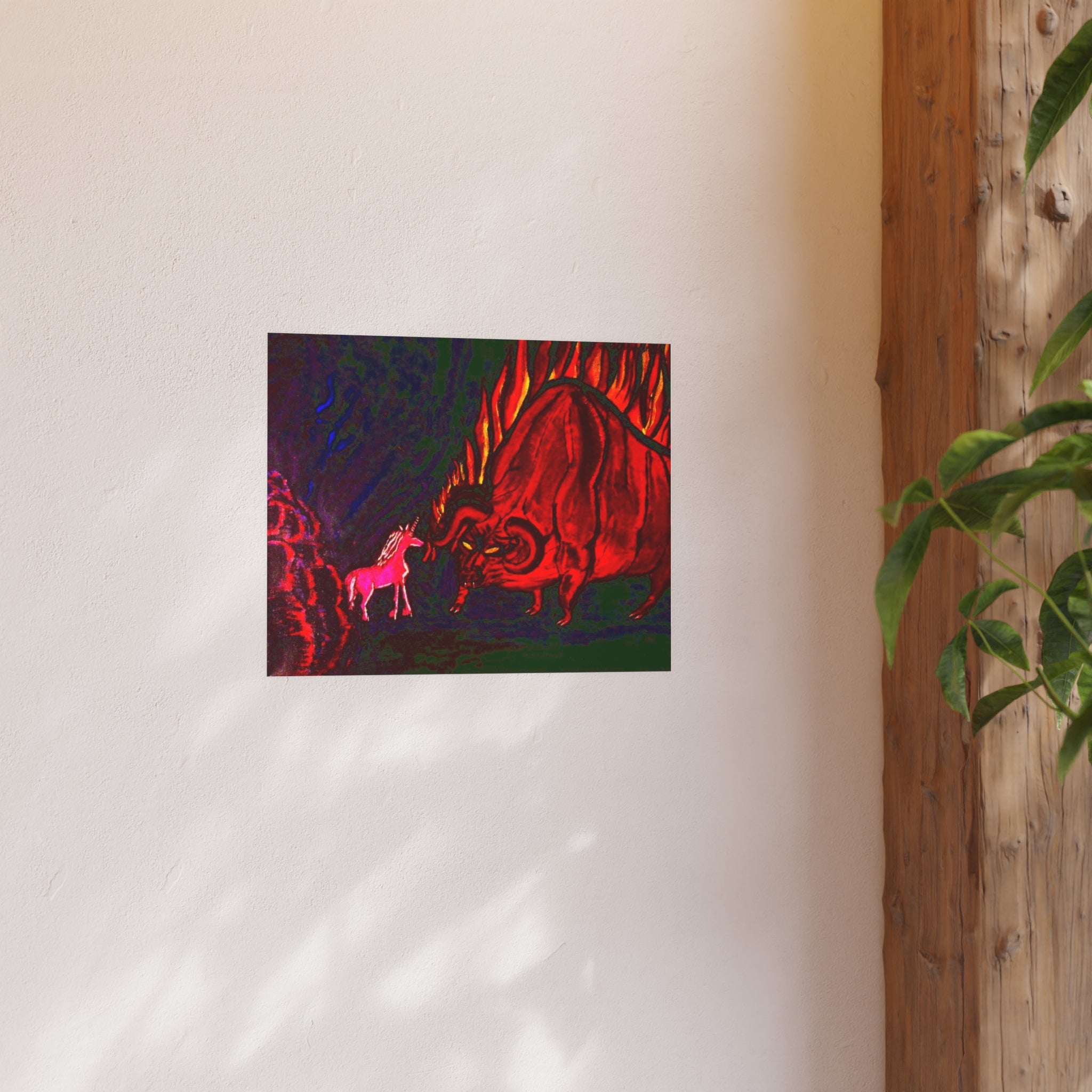 Mythic Bull and Unicorn Art Poster — Surreal Fantasy Print (Satin or Matte)
