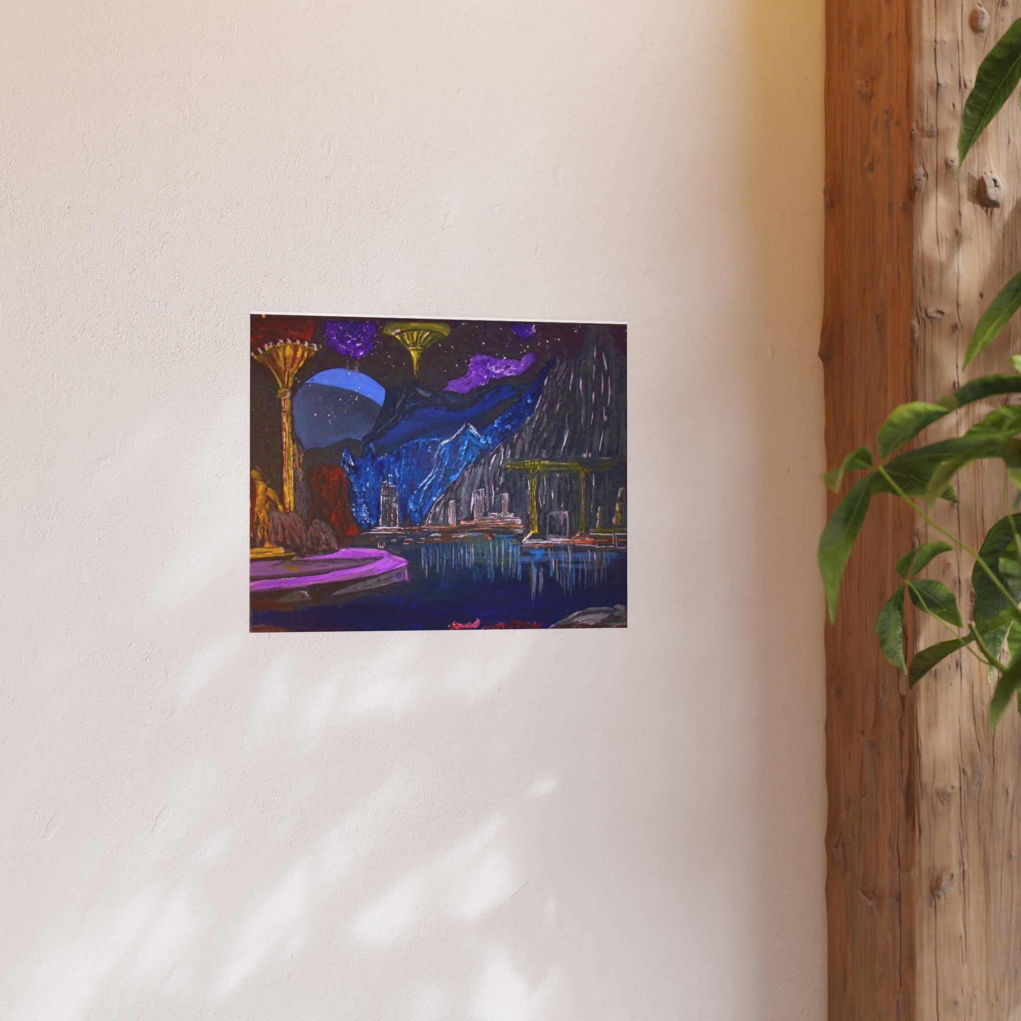 Cosmic Fantasy Landscape Poster — Surreal Nightscape Satin/Matte Print