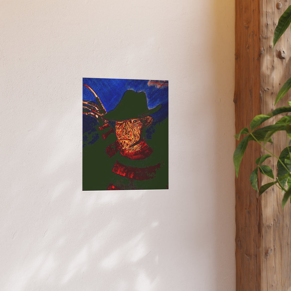 Horror Art Poster — Freddy Krueger Style Nightmare Portrait (Satin/Matte)