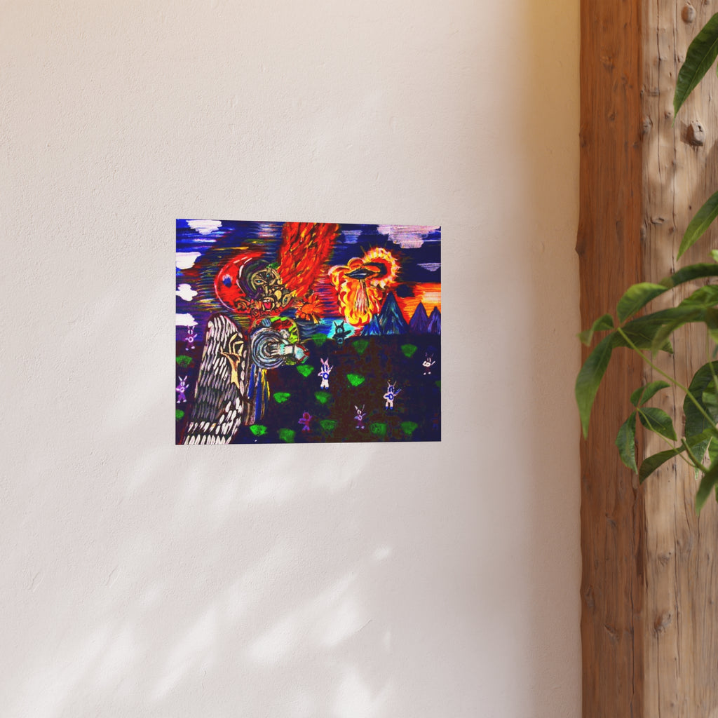 Psychedelic Surreal Art Poster — Colorful Cosmic Landscape (Satin/Matte)